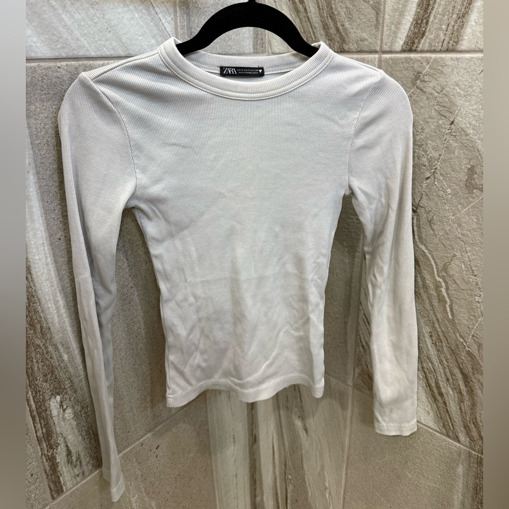Zara Cream Ribbed Top